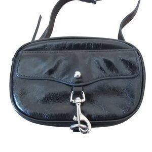 Rebecca Minkoff Black Belt Bag Fanny Pack Patent Leather Buckle Detachable Strap